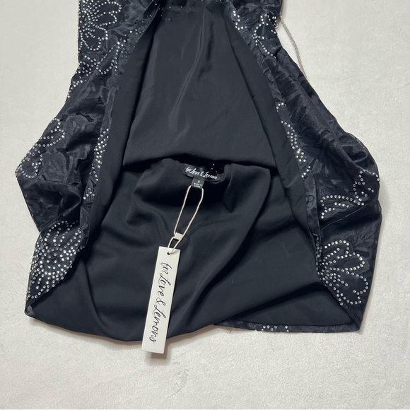 FOR LOVE & LEMONS black floral crystal embellished PAMELA mini dress - Picture 9 of 11